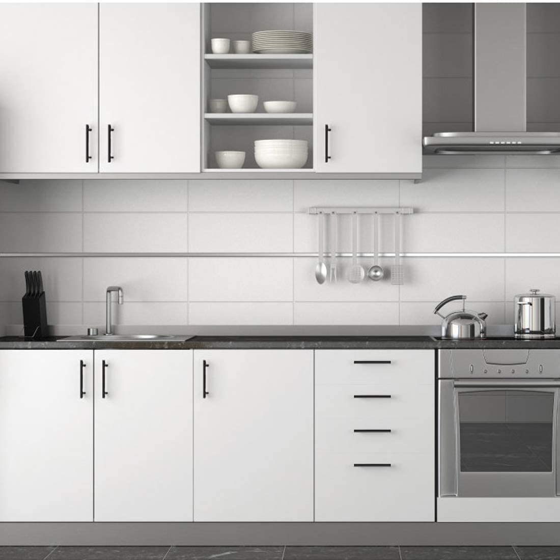 Amoblamiento de cocina medium con apertura por tirador