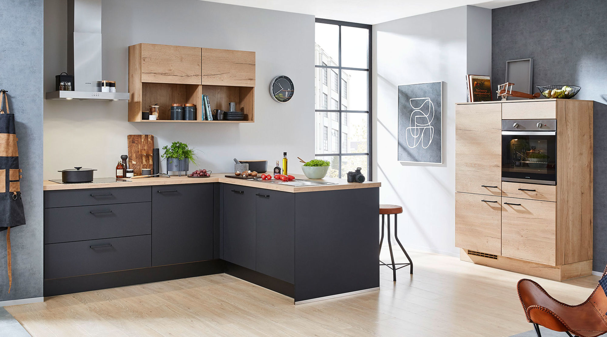 Amoblamiento de cocina medium con apertura por tirador